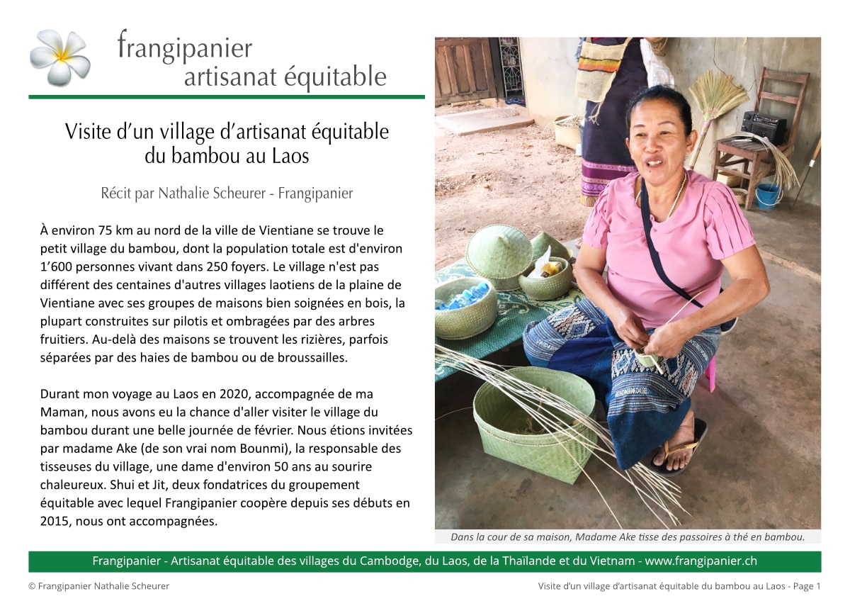 Visite d'un village d'artisanat équitable du bambou au Laos - Frangipanier - p1