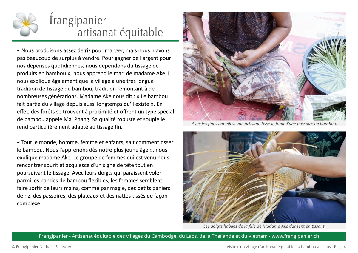 Visite d'un village d'artisanat équitable du bambou au Laos - Frangipanier - p4